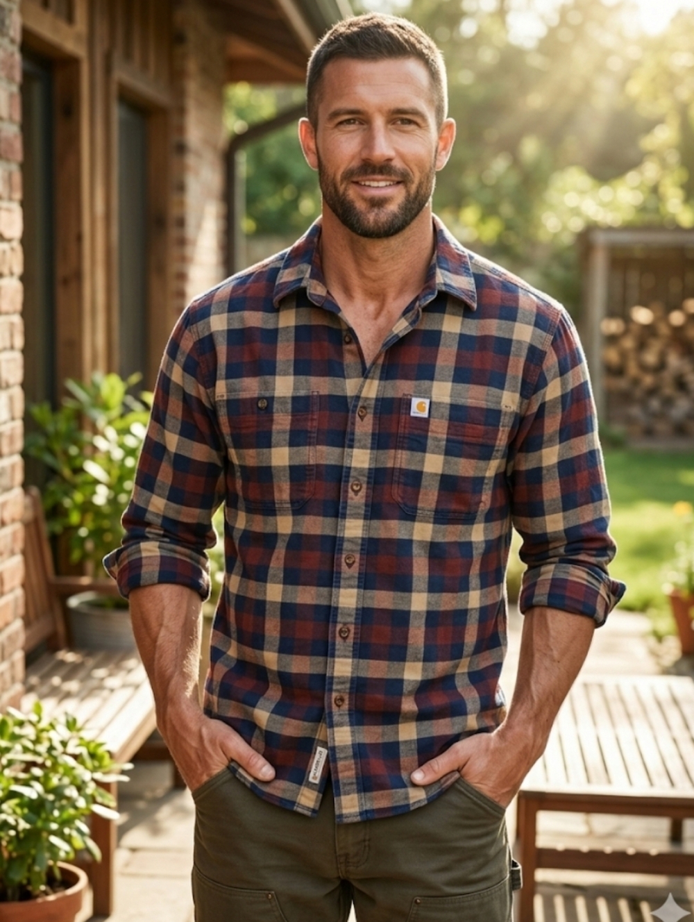 Carhartt Flannel Plaid Shirt Medium